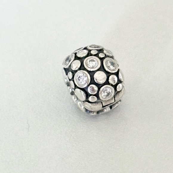 Pandora Clear CZ Encore Clip Rare Retired Charm - Picture 2 of 8